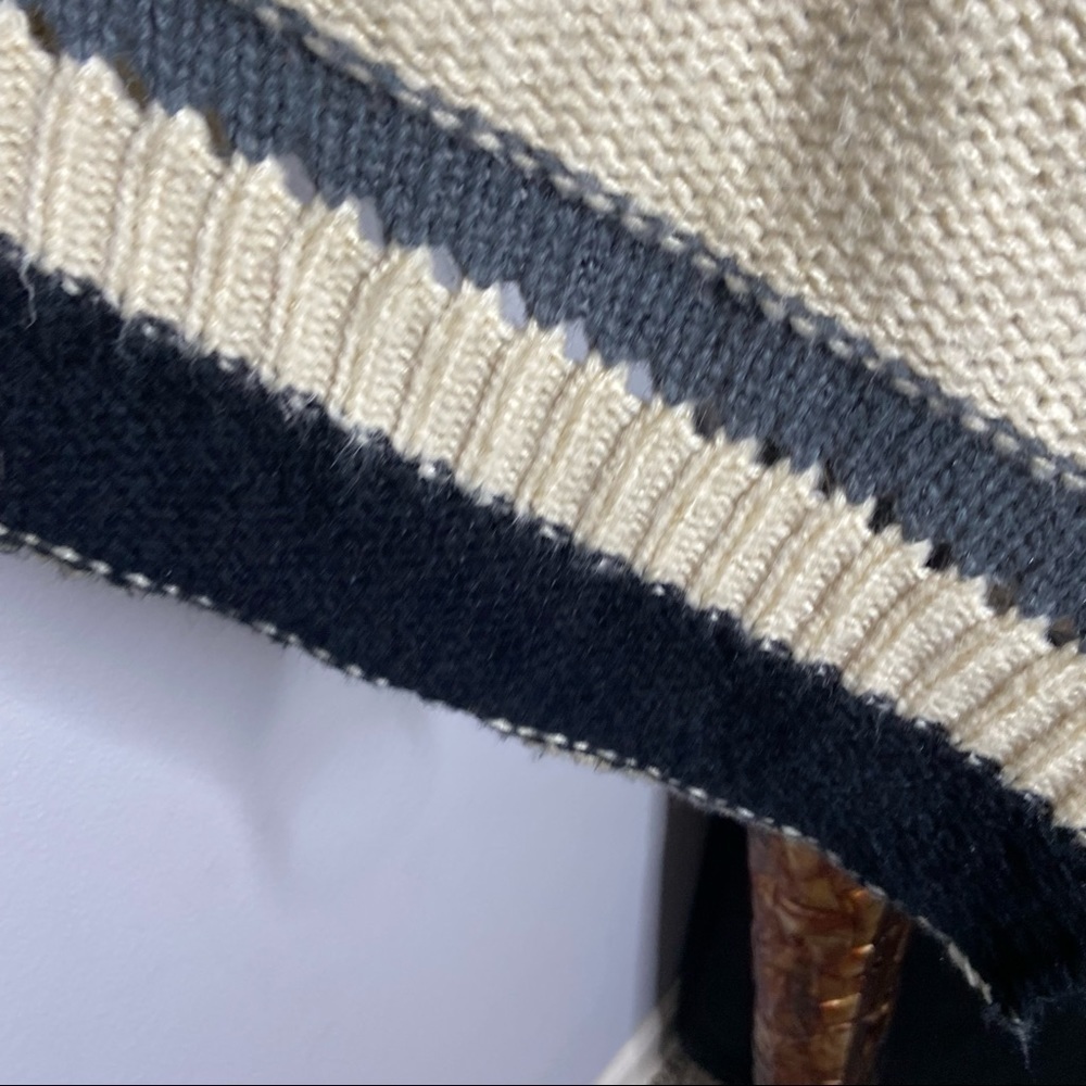 Charming Charlie Young Threads Duster Cardigan Sz L Black Beige Gray Knit - Picture 3 of 9